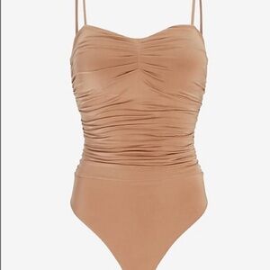 Express Body Contour Compression Ruched Bodysuit With Bra Cups